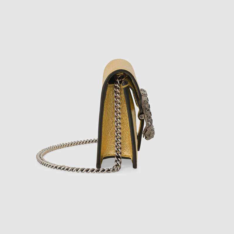 Gucci Dionysus Super Mini Bag Gold LamÃ© Leather