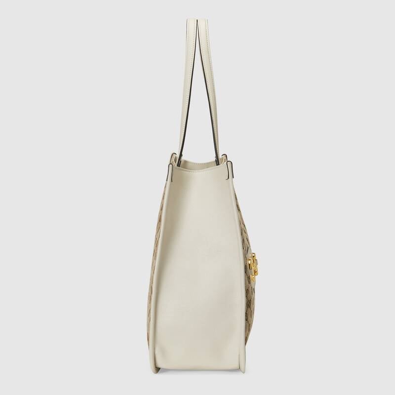 Gucci Horsebit 1955 Medium Tote Bag White Leather
