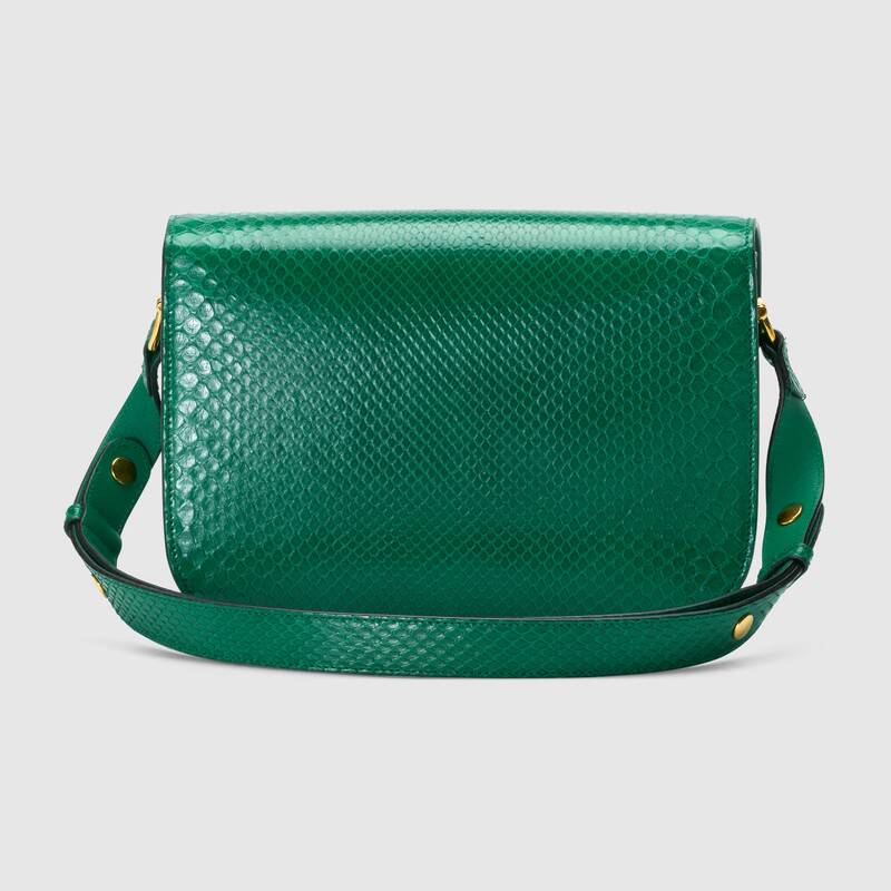 Gucci Horsebit 1955 Anaconda Small Shoulder Bag Emerald Green Anaconda