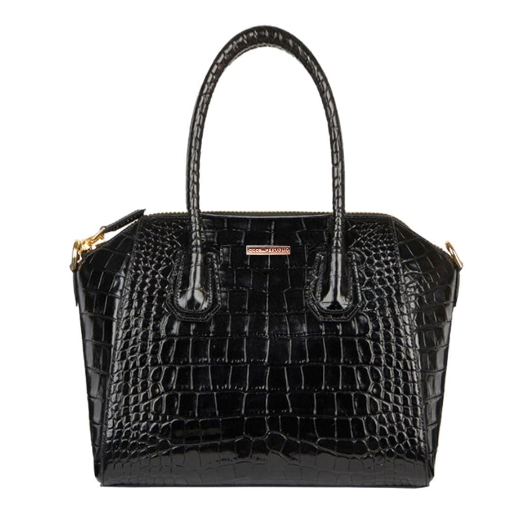 [limited edition] JULIA BLACK | croc patent Leather 14"Laptop Handbag | CHAMPAGNE GOLD
