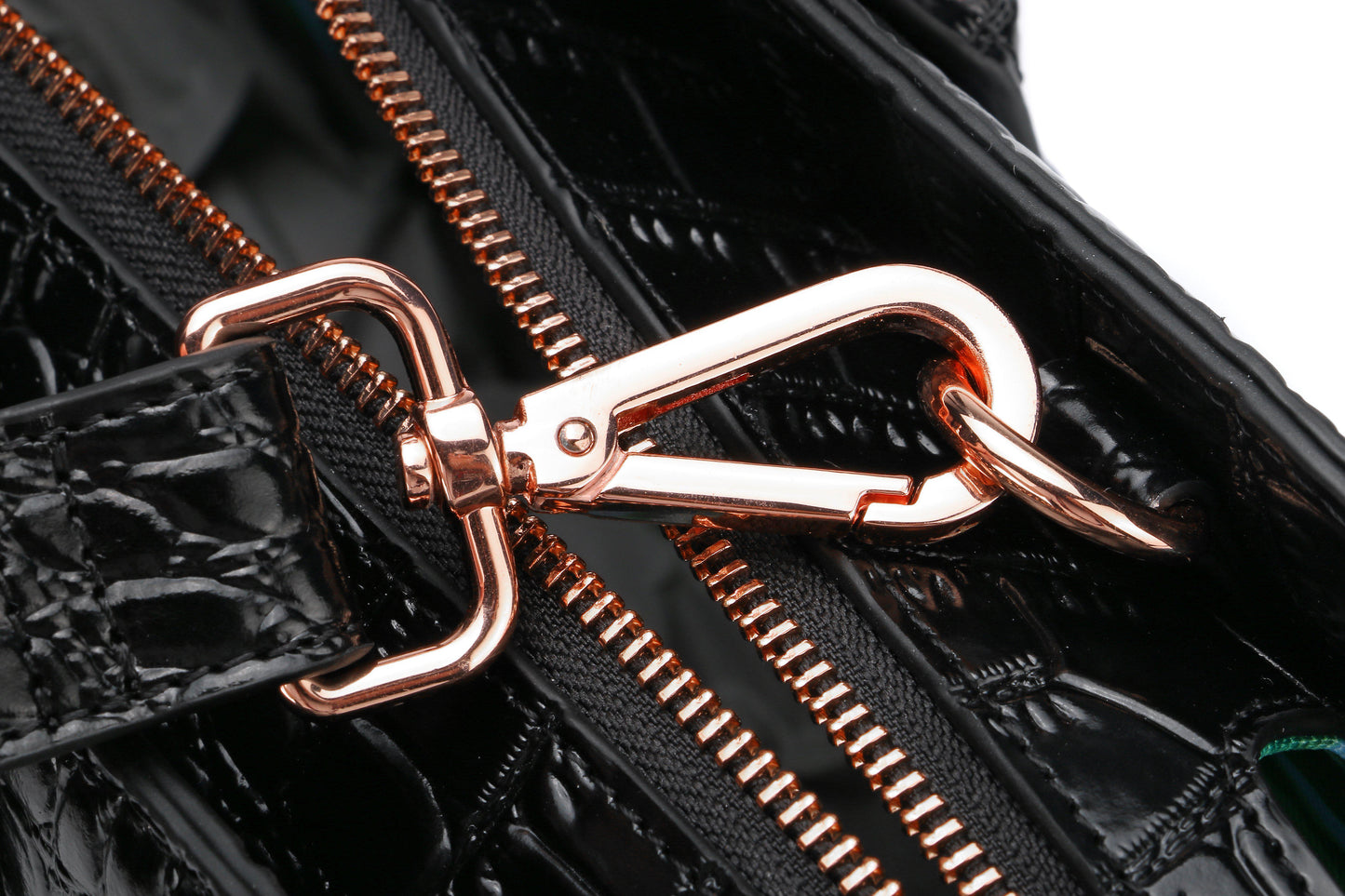 [limited edition] JULIA BLACK | croc patent Leather 14"Laptop Handbag | CHAMPAGNE GOLD