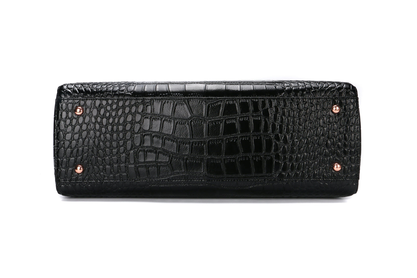 [limited edition] JULIA BLACK | croc patent Leather 14"Laptop Handbag | CHAMPAGNE GOLD