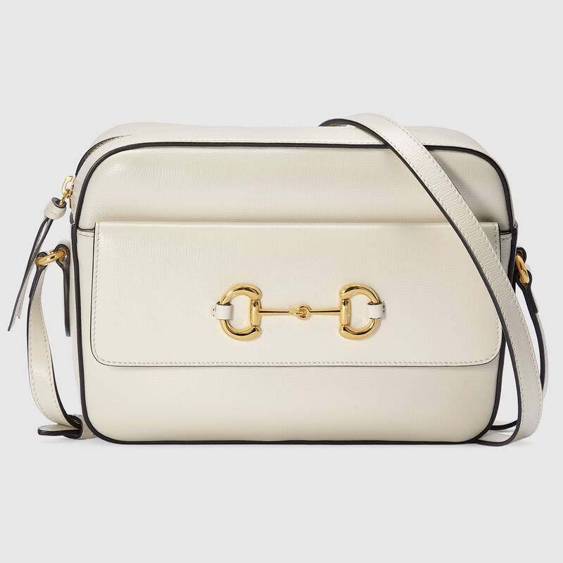 Gucci Horsebit 1955 Small Shoulder Bag White Leather