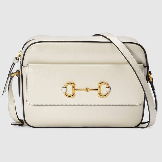 Gucci Horsebit 1955 Small Shoulder Bag White Leather