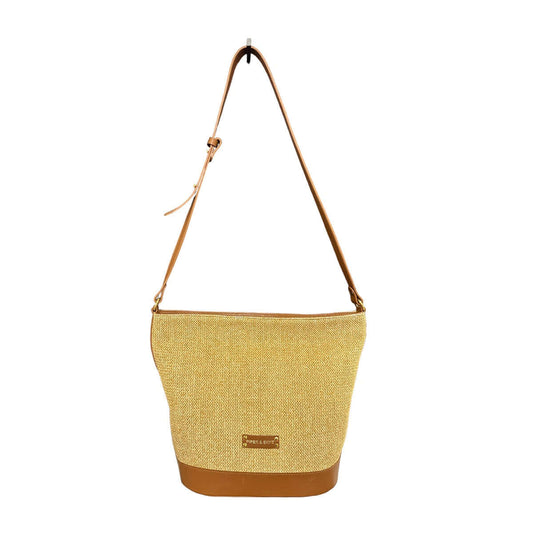 Valencia Shoulder Bag - Cognac Leather and Camel Raffia