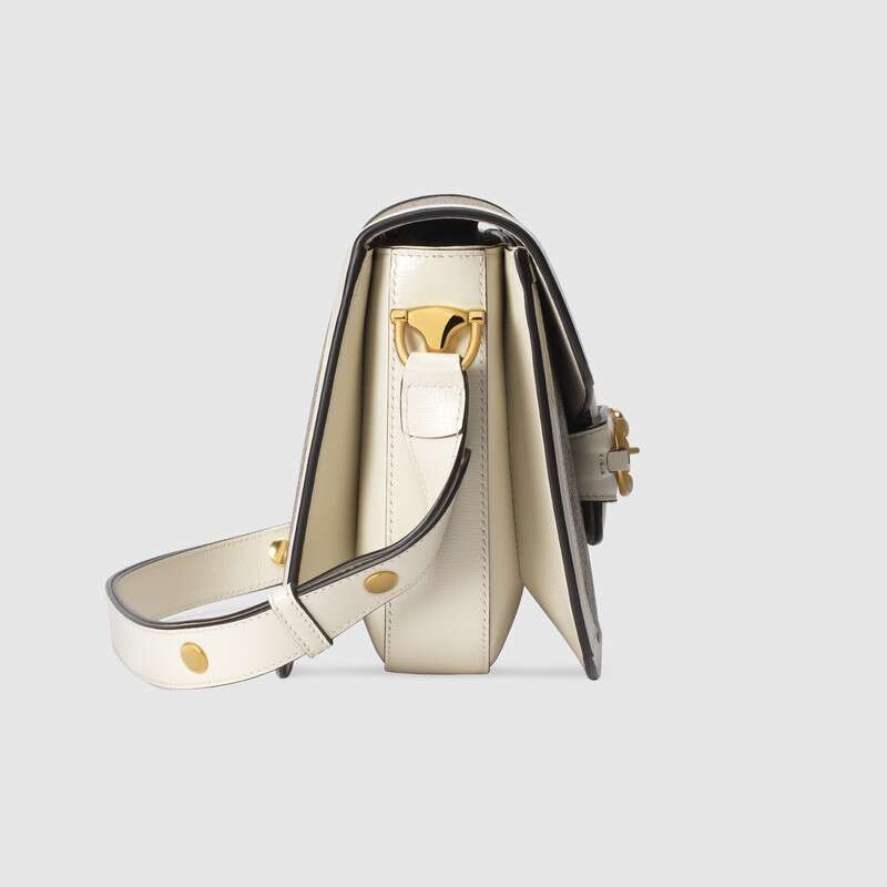 Gucci Horsebit 1955 Small Shoulder Bag White Leather
