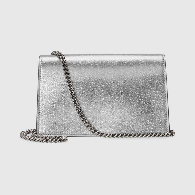 Gucci Dionysus Super Mini Bag Silver LamÃ© Leather