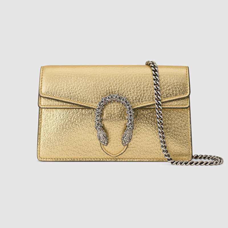 Gucci Dionysus Super Mini Bag Gold LamÃ© Leather