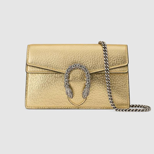 Gucci Dionysus Super Mini Bag Gold LamÃ© Leather