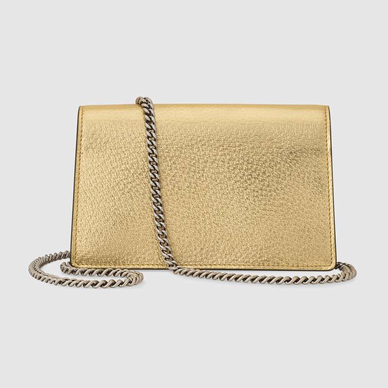 Gucci Dionysus Super Mini Bag Gold LamÃ© Leather