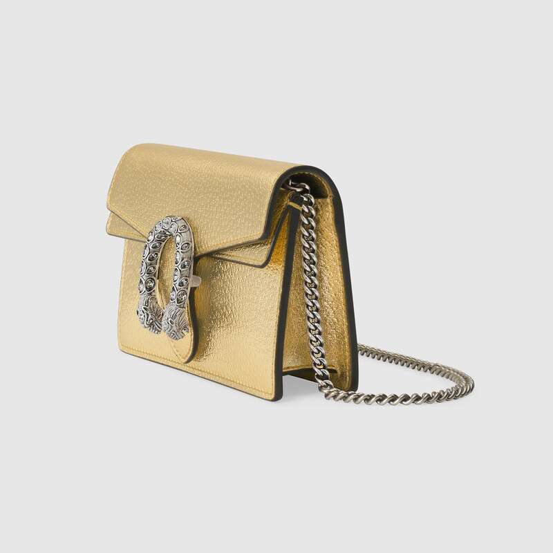 Gucci Dionysus Super Mini Bag Gold LamÃ© Leather