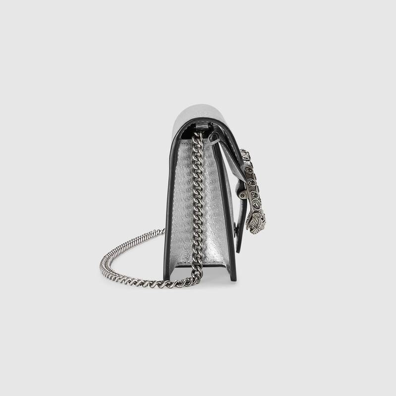 Gucci Dionysus Super Mini Bag Silver LamÃ© Leather