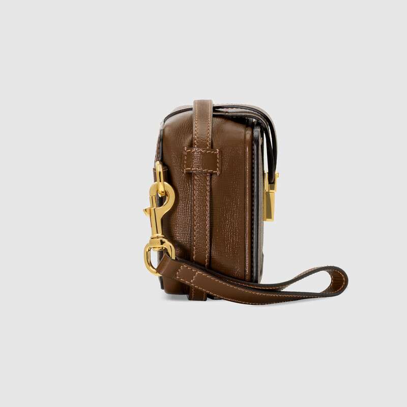 Gucci GG Mini Bag With Clasp Closure Brown Leather
