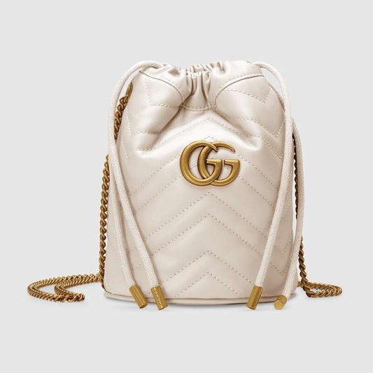 Gucci GG Marmont Mini Bucket Bag White leather